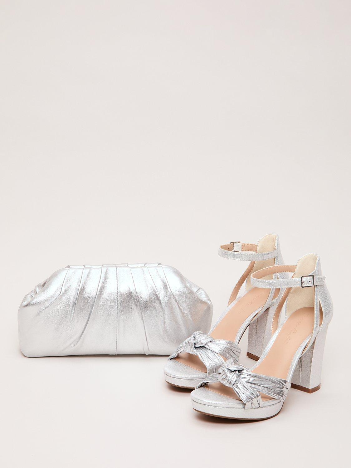 Product image 5 of 8, which shows Phase Eight Pouch Clutch Bag, Silver, One Size