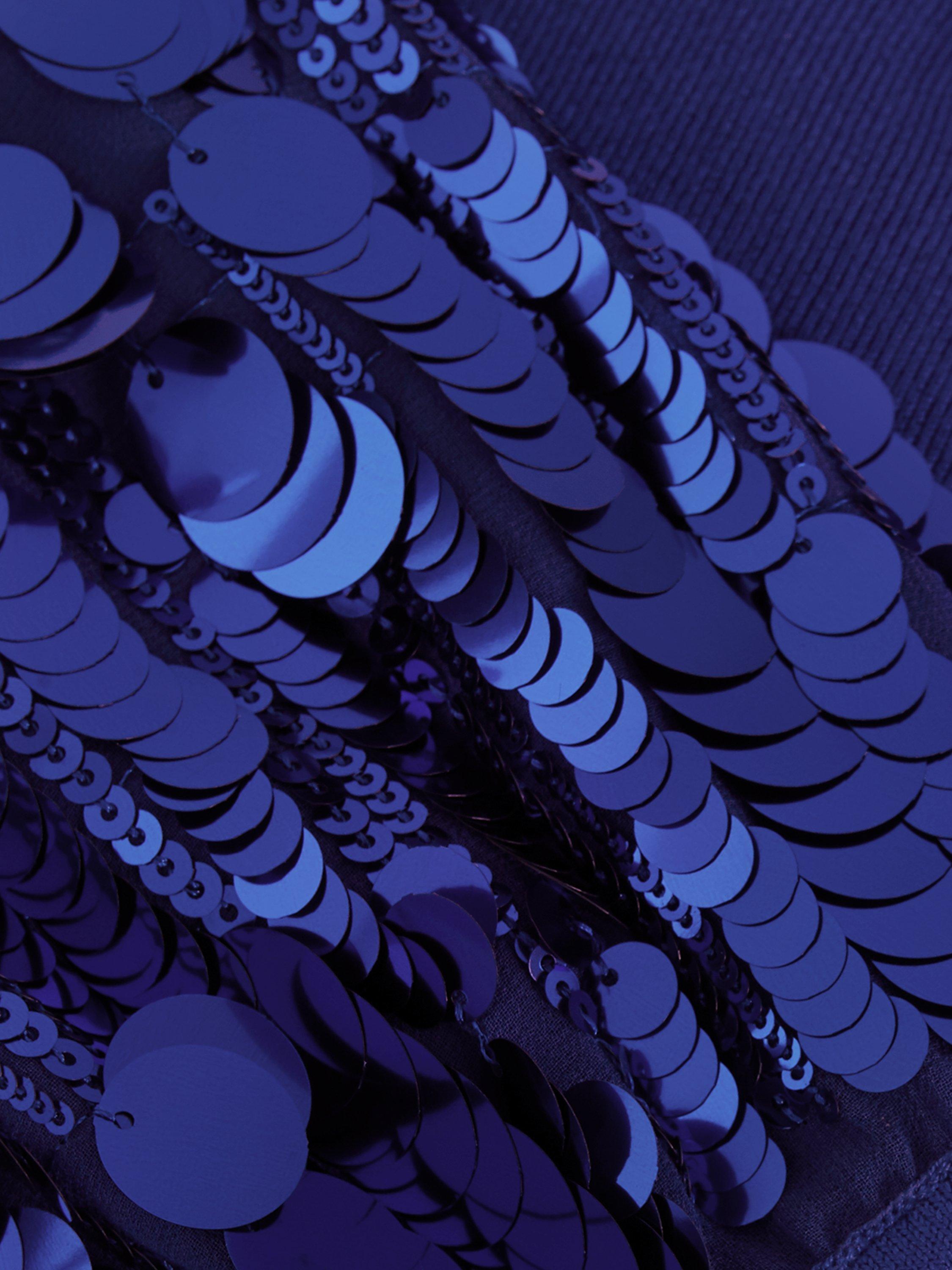 Product image 6 of 7, which shows Phase Eight Becky Sequin Sleeve Jumper, Cobalt, XS