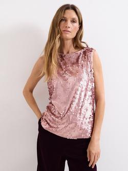 Phase Eight Tasha Sequin Top, Pink, Pink