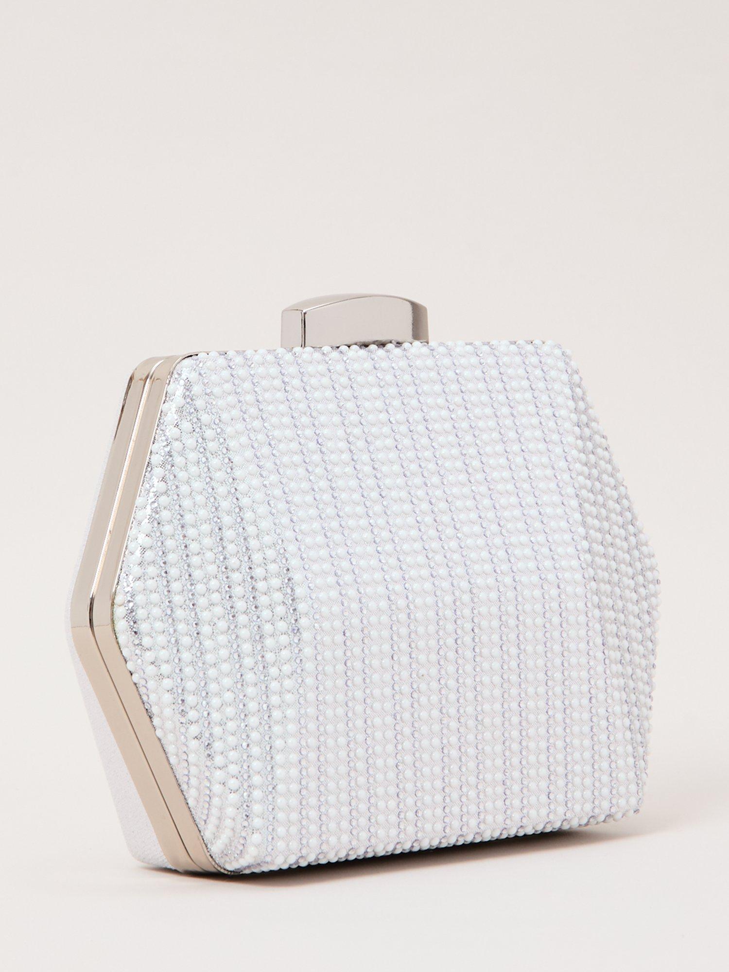 Product image 2 of 7, which shows Phase Eight Sparkle Clutch Bag, Silver, One Size