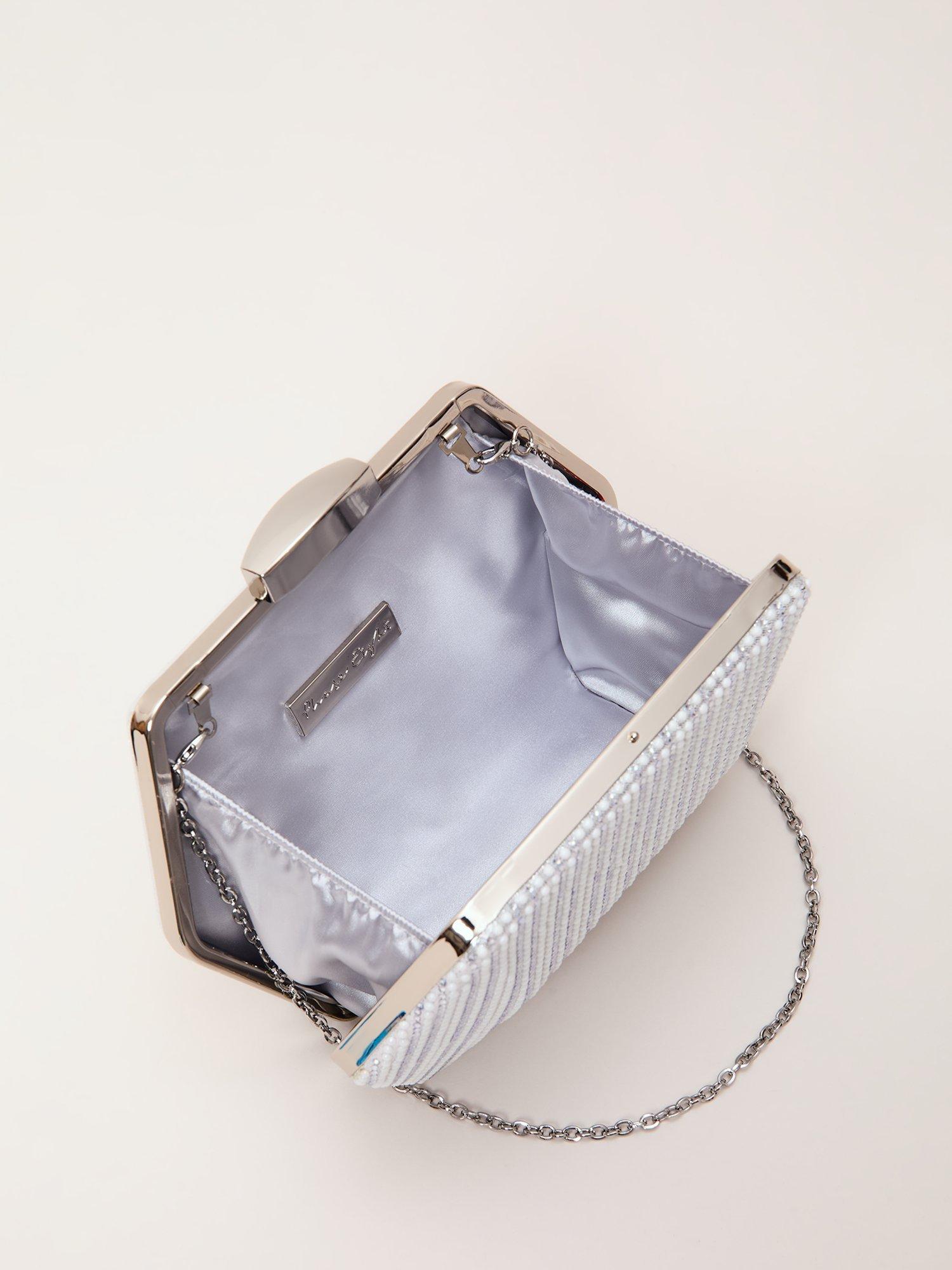 Product image 4 of 7, which shows Phase Eight Sparkle Clutch Bag, Silver, One Size