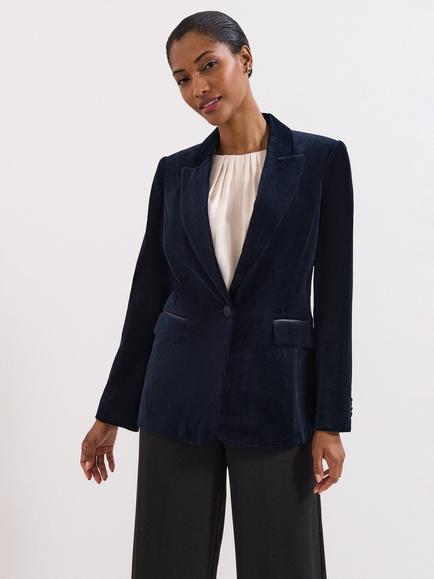 Phase Eight Bridie Velvet Jacket, Navy, Navy
