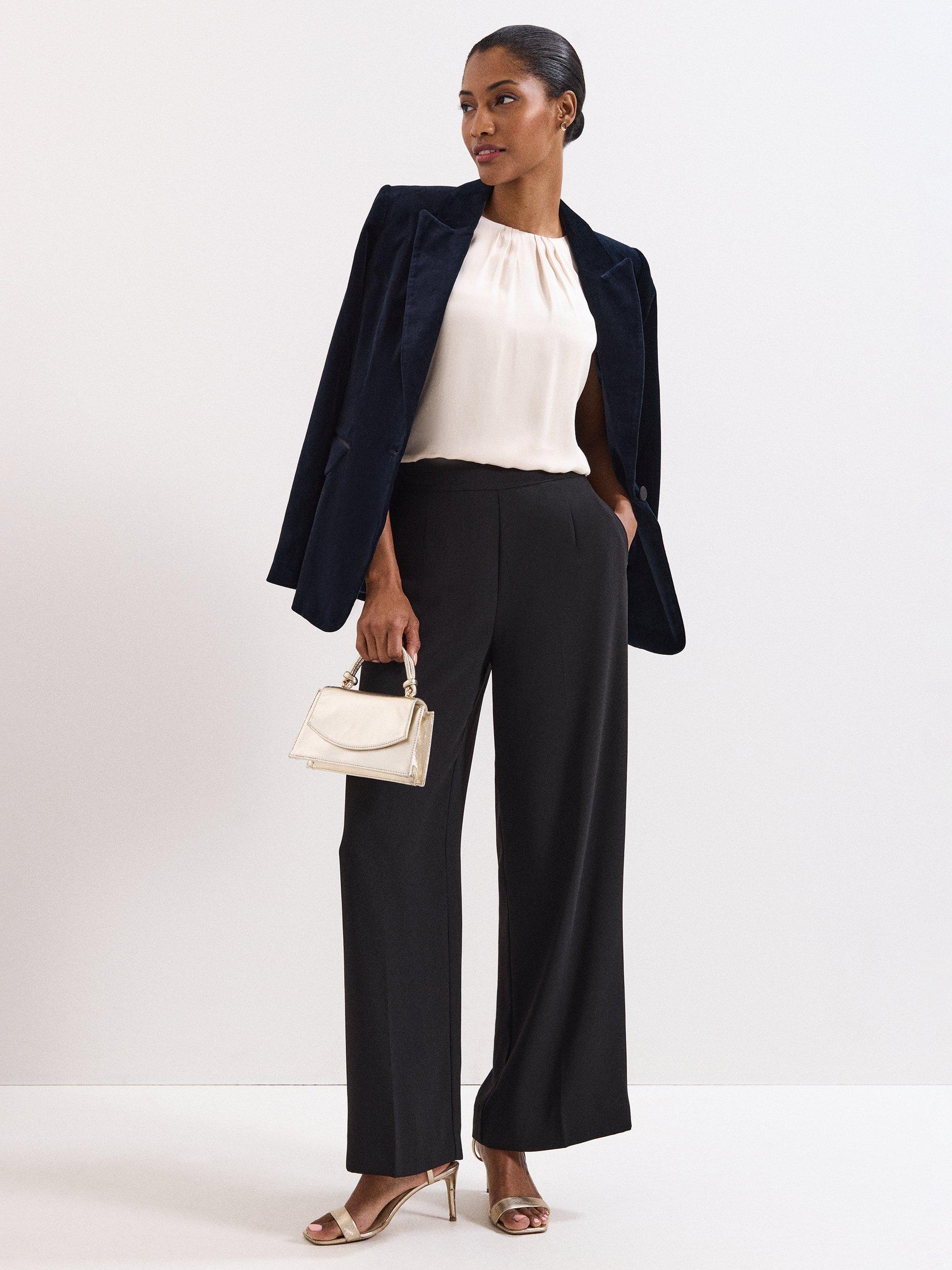 Product image 3 of 8, which shows Phase Eight Bridie Velvet Jacket, Navy, 14