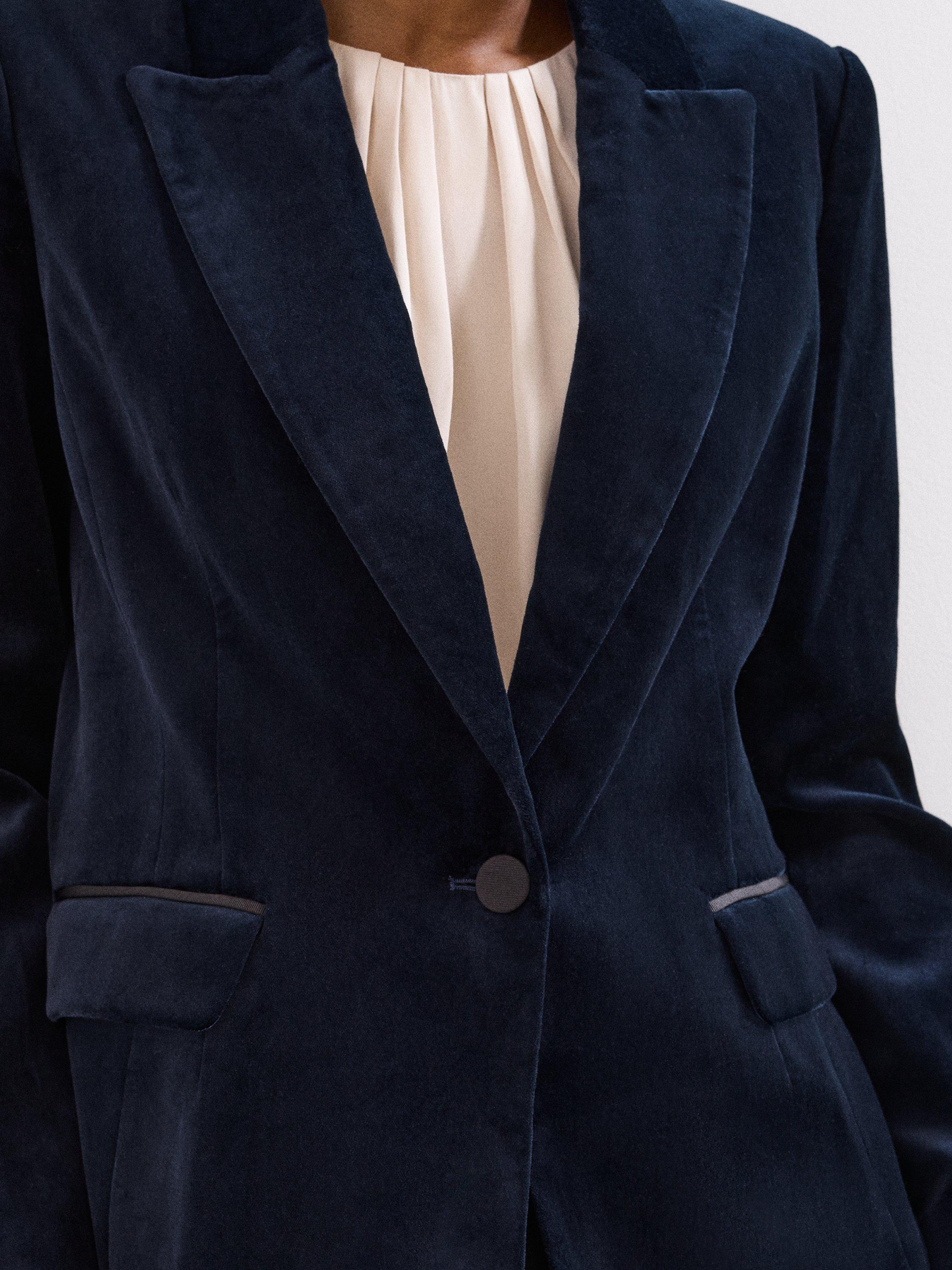 Product image 7 of 8, which shows Phase Eight Bridie Velvet Jacket, Navy, 14
