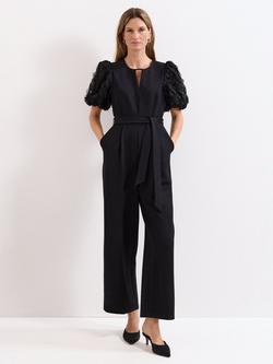Phase Eight Anda Puff Sleeve Jumpsuit, Black, Black