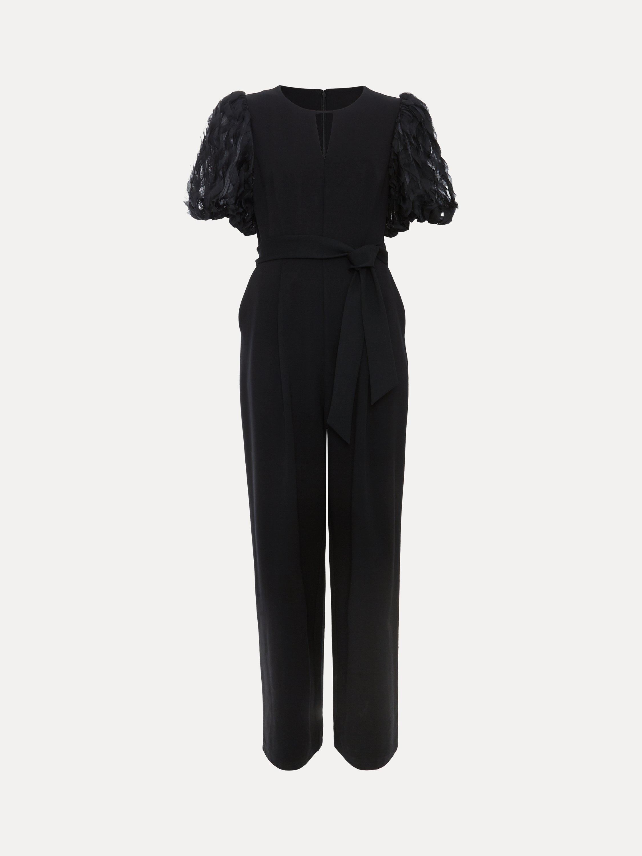 Product image 4 of 8, which shows Phase Eight Anda Puff Sleeve Jumpsuit, Black, 6