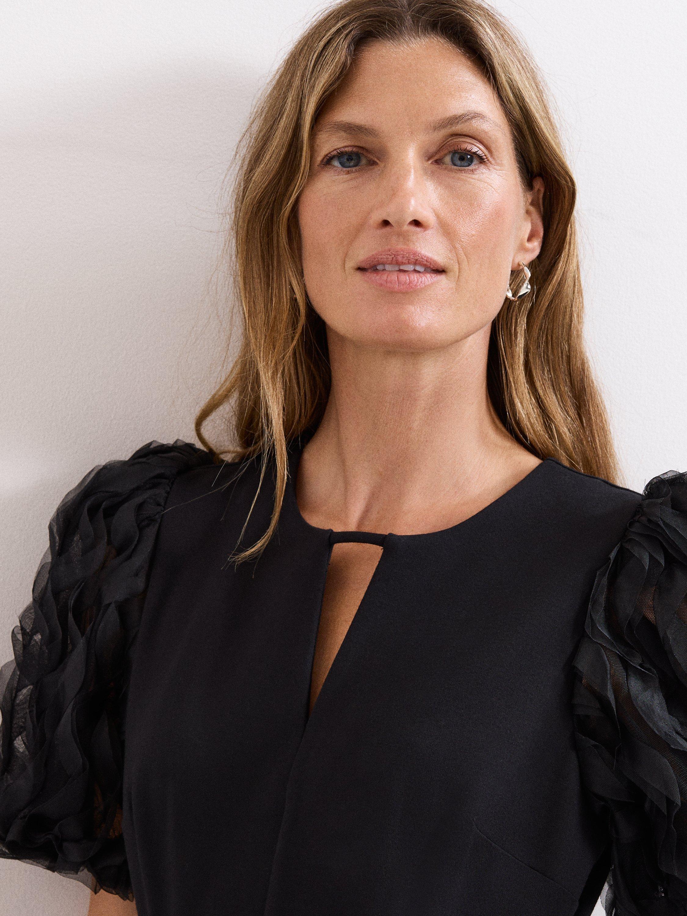 Product image 5 of 8, which shows Phase Eight Anda Puff Sleeve Jumpsuit, Black, 6