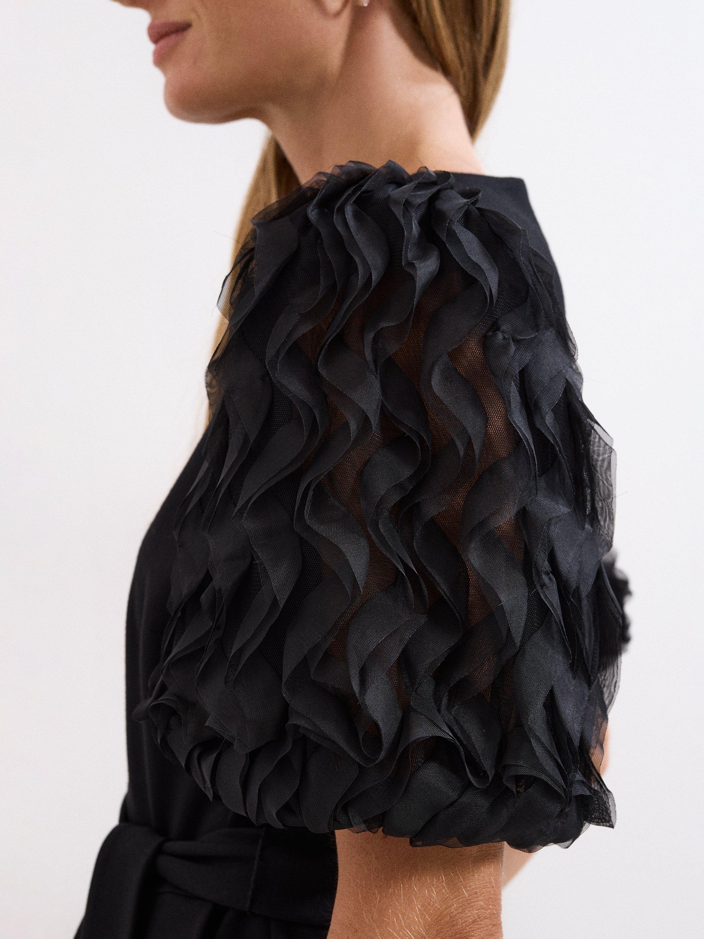 Product image 8 of 8, which shows Phase Eight Anda Puff Sleeve Jumpsuit, Black, 6