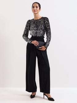 Phase Eight Shio Sequin Top Jumpsuit, Black, Black