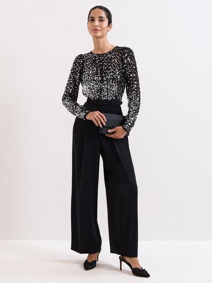 Phase Eight Shio Sequin Top Jumpsuit, Black, Black