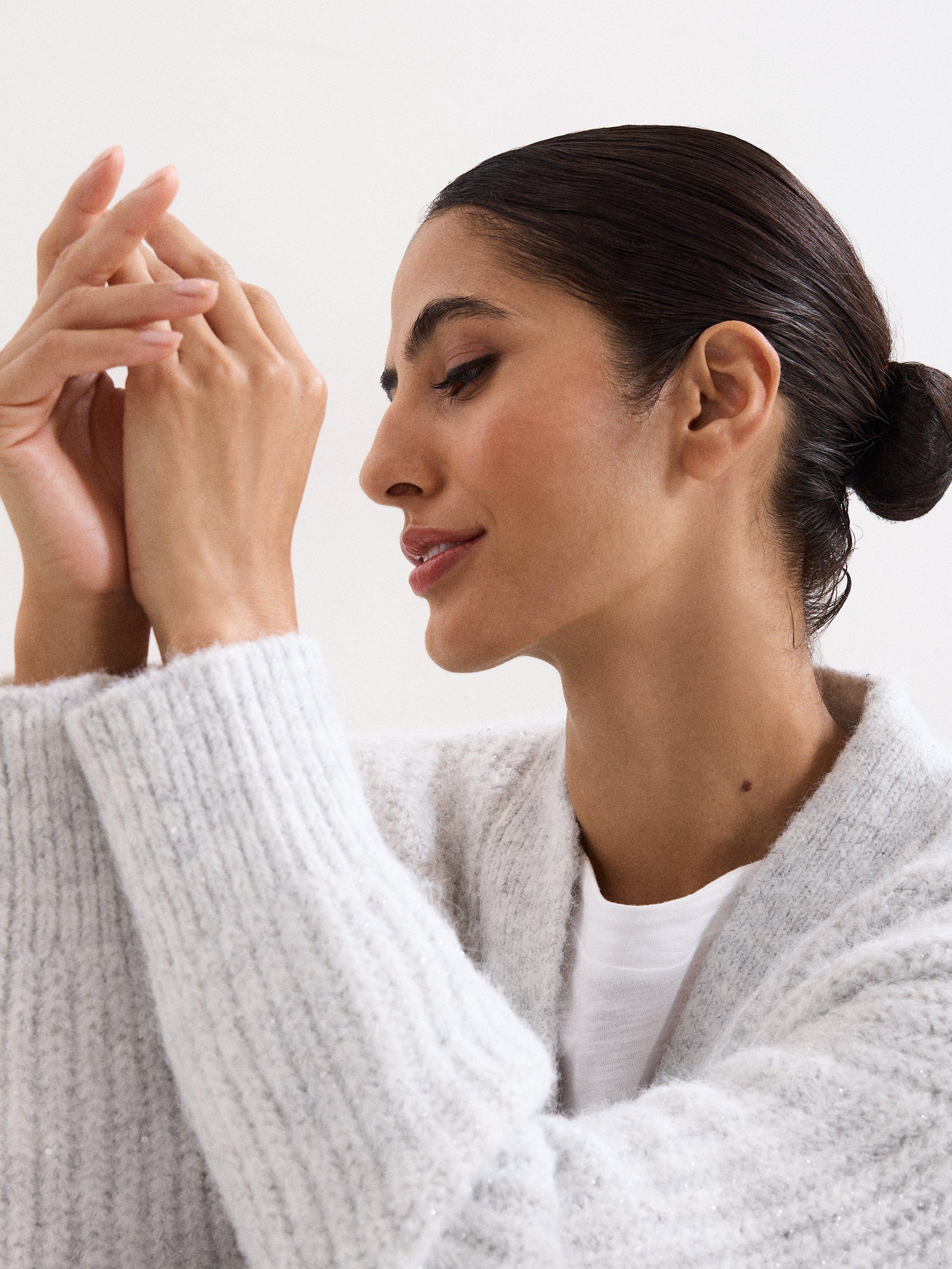 Product image 7 of 8, which shows Phase Eight Marianne Ribbed Longline Cardigan, Pale Grey, XS