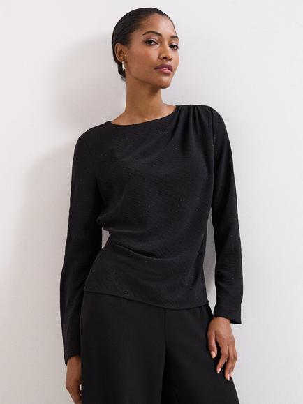 Phase Eight Noa Drape Top, Black, Black