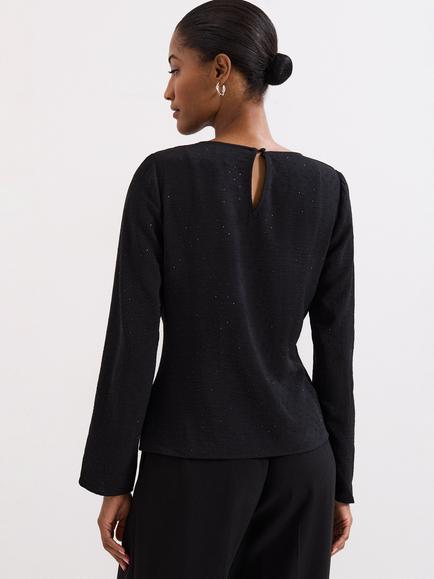 Phase Eight Noa Drape Top, Black - view 2, Black