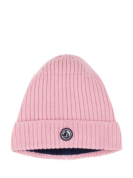 Petit Bateau Kids' Microfleece Lined Knitted Hat, Rosewood, Charme
