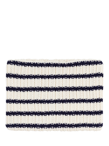 Petit Bateau Baby Cotton Blend Knitted Snood, Marshmallow/Soir, Marshmallow/Soir