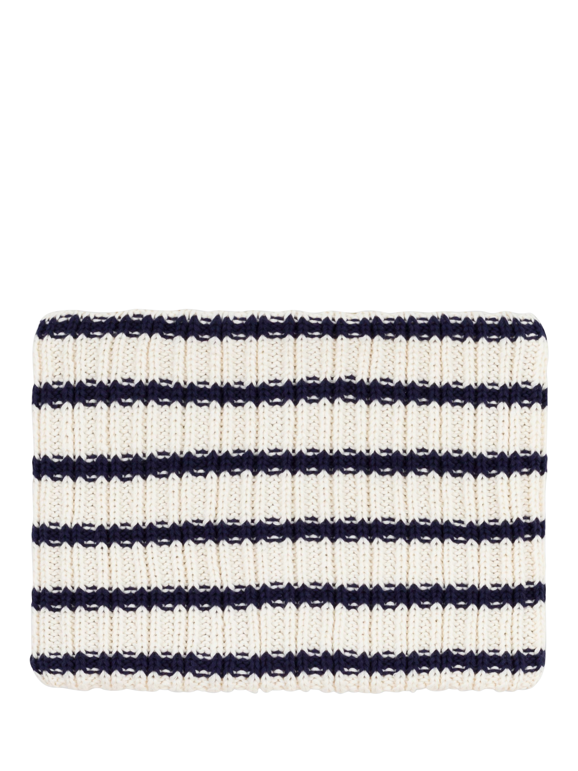 Product image 2 of 3, which shows Petit Bateau Baby Cotton Blend Knitted Snood, Marshmallow/Soir