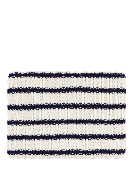 Petit Bateau Baby Cotton Blend Knitted Snood, Marshmallow/Soir - view 2, Marshmallow/Soir