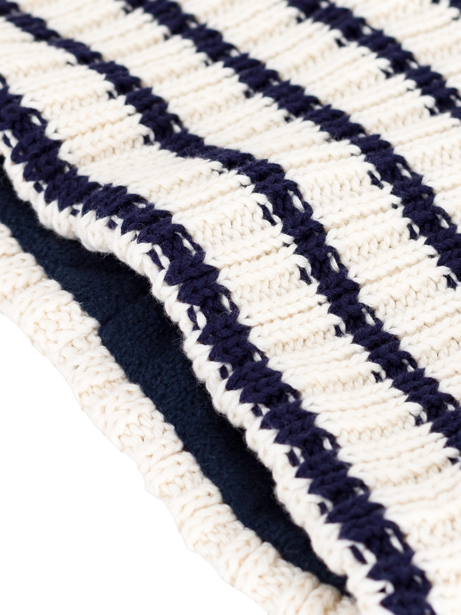 Product image 3 of 3, which shows Petit Bateau Baby Cotton Blend Knitted Snood, Marshmallow/Soir