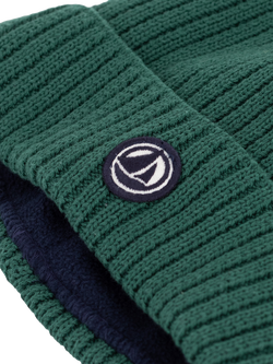 Petit Bateau Kids' Microfleece Lined Knitted Hat, Rosewood - view 2, Willow