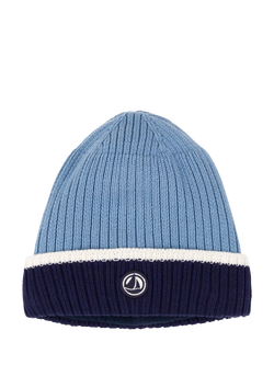 Petit Bateau Kids' Cotton Blend Beanie Hat, Adriatic/Marshmallow, Adriatic/Marshmallow