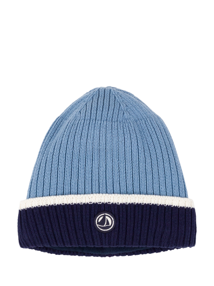 Petit Bateau Kids' Cotton Blend Beanie Hat, Adriatic/Marshmallow, Adriatic/Marshmallow