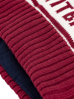 Petit Bateau Kids' Cotton Blend Beanie Hat, Amarante/Marshmallow - view 2, Amarante/Marshmallow