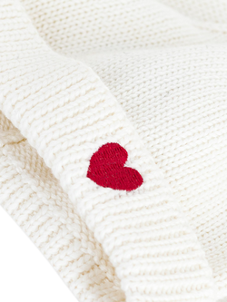 Petit Bateau Baby Cotton Heart Beanie Hat, Marshmallow - view 2, Marshmallow