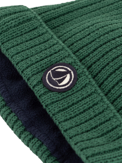 Petit Bateau Baby Microfleece Lined Knitted Hat - view 2, Willow