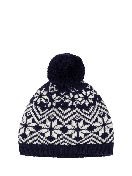 Petit Bateau Baby Wool Blend Nordic Beanie Hat, Soir/Marshmallow, Soir/Marshmallow