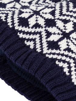 Petit Bateau Baby Wool Blend Nordic Beanie Hat, Soir/Marshmallow - view 2, Soir/Marshmallow