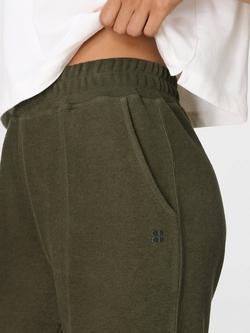 Sweaty Betty Escape Luxe Fleece Ribbed 32" Trousers, Nori Green - view 2, Nori Green