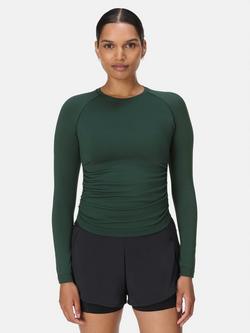 Sweaty Betty Athlete Seamless Ruched Long Sleeve Top, Trek Green