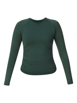Sweaty Betty Athlete Seamless Ruched Long Sleeve Top - view 2, Trek Green