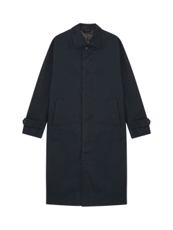 NN.07 Gibson Long Cotton Overcoat, Navy Blue, Navy Blue