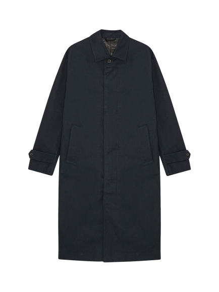 NN.07 Gibson Long Cotton Overcoat, Navy Blue, Navy Blue