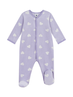 Petit Bateau Baby Cotton Pyjama Sleepsuit, Blue/Marshmallow, Blue/Marshmallow