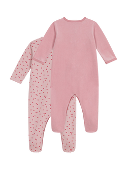 Petit Bateau Baby Cotton Pyjama Bodysuit, Pack of 2, Pink - view 2, Pink