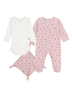 Petit Bateau Baby Cotton Bodysuit Gift Set, White/Pink - view 2, White/Pink