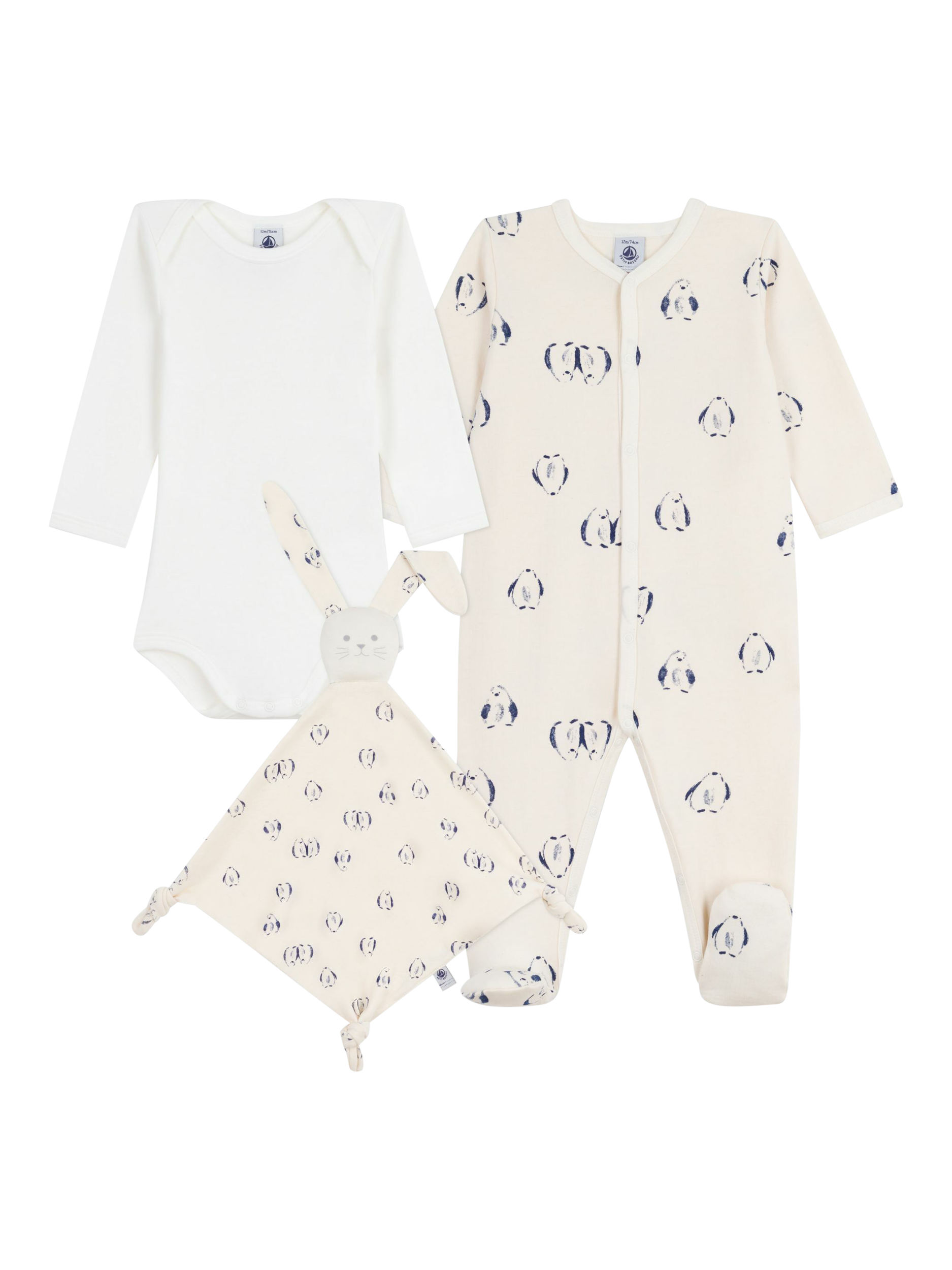 Product image 1 of 3, which shows Petit Bateau Baby Cotton Bodysuit Gift Set, White, 3 months