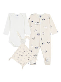 Petit Bateau Baby Cotton Bodysuit Gift Set, White, White