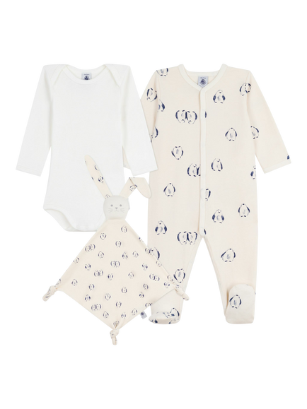 Petit Bateau Baby Cotton Bodysuit Gift Set, White, White