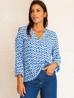 Aspiga Clea Geometric Top, Blue/White, Blue/White