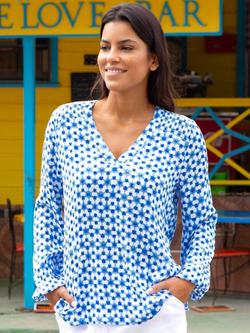 Aspiga Clea Geometric Top, Blue/White - view 2, Blue/White