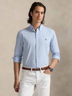 Polo Ralph Lauren Cotton Blend Custom Slim Fit Stripe Shirt, Austin Blue/White, Austin Blue/White