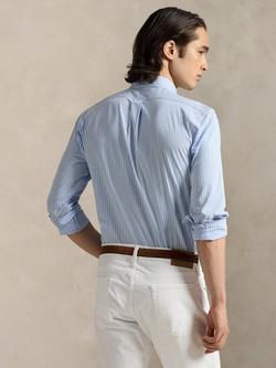 Polo Ralph Lauren Cotton Blend Custom Slim Fit Stripe Shirt, Austin Blue/White - view 2, Austin Blue/White