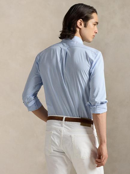 Polo Ralph Lauren Cotton Blend Custom Slim Fit Stripe Shirt, Austin Blue/White - view 2, Austin Blue/White