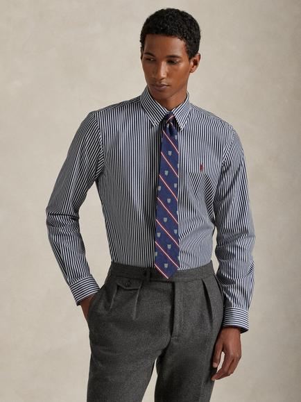 Polo Ralph Lauren Cotton Blend Custom Slim Fit Stripe Shirt, Newport Navy/White, Newport Navy/White