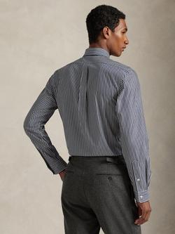 Polo Ralph Lauren Cotton Blend Custom Slim Fit Stripe Shirt, Newport Navy/White - view 2, Newport Navy/White