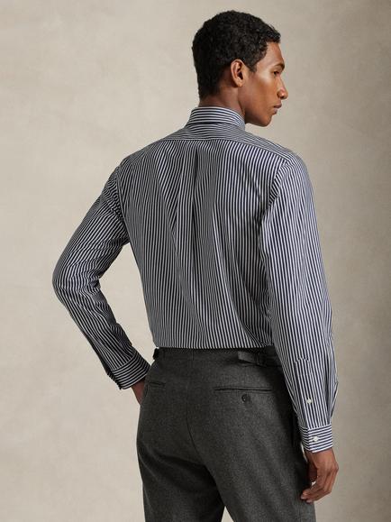 Polo Ralph Lauren Cotton Blend Custom Slim Fit Stripe Shirt, Newport Navy/White - view 2, Newport Navy/White