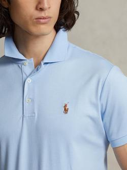 Polo Ralph Lauren Cotton Custom Fit Short Sleeve Polo Shirt, Office Blue - view 2, Office Blue